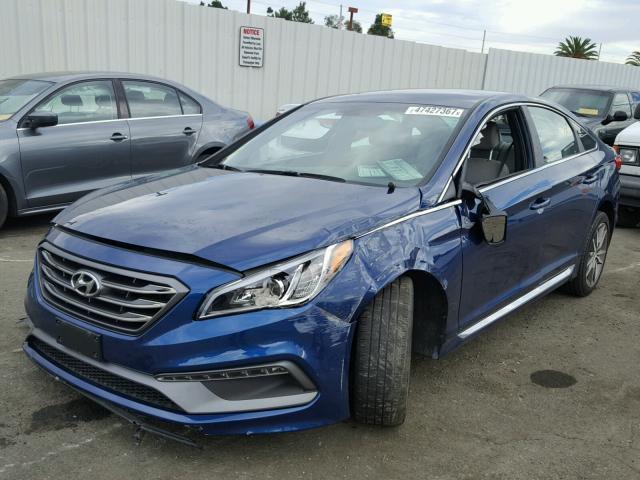 5NPE34AB0HH578019 - 2017 HYUNDAI SONATA SPO BLUE photo 2