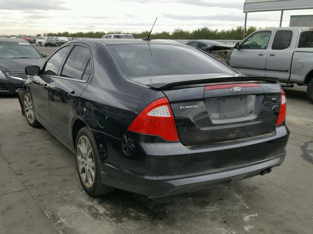 3FAHP0HA1CR302399 - 2012 FORD FUSION SE BLACK photo 3