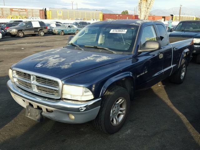 1B7GL42N22S642653 - 2002 DODGE DAKOTA SLT BLUE photo 2