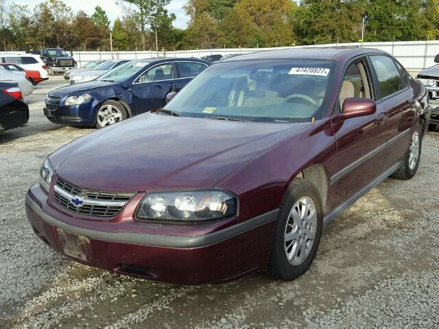 2G1WF52E639249520 - 2003 CHEVROLET IMPALA MAROON photo 2