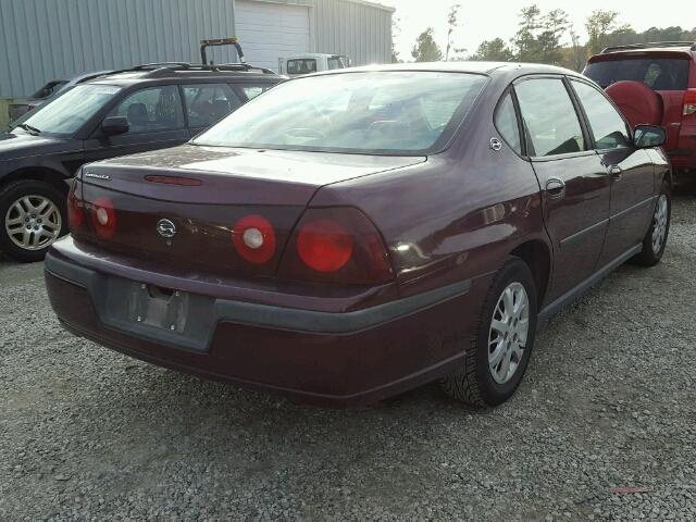 2G1WF52E639249520 - 2003 CHEVROLET IMPALA MAROON photo 4