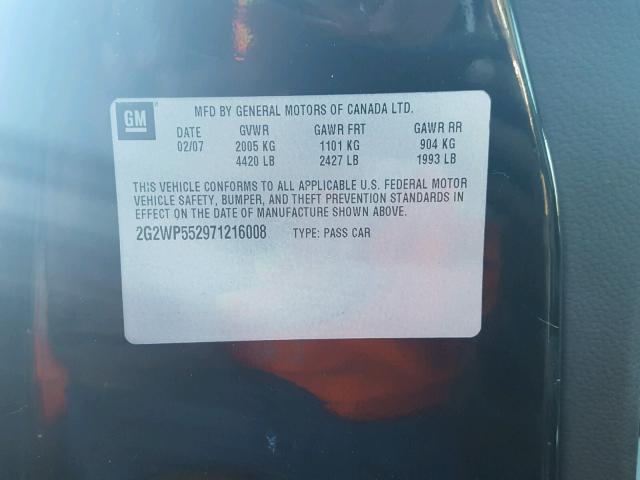 2G2WP552971216008 - 2007 PONTIAC GRAND PRIX შავი ფოტო 10