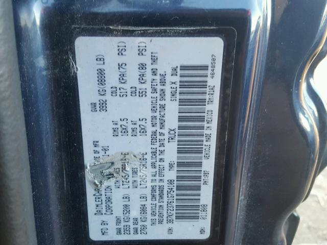 3B7KF23761G754108 - 2001 DODGE RAM 2500 BLUE photo 10