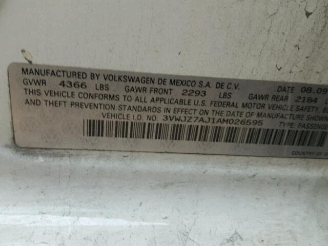 3VWJZ7AJ1AM026595 - 2010 VOLKSWAGEN JETTA S Ağ foto 10