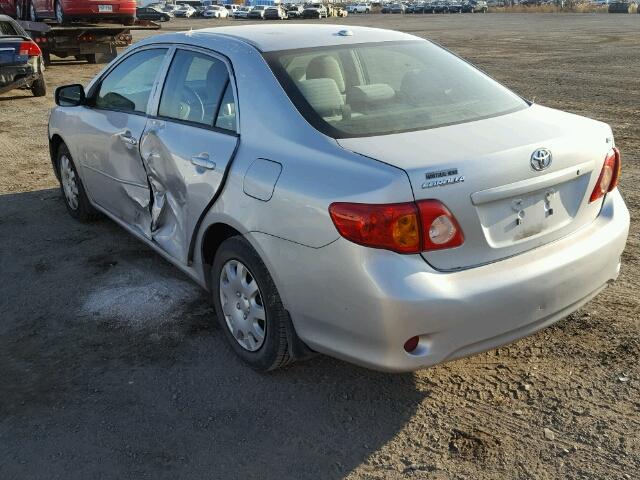 2T1BU40E49C157730 - 2009 TOYOTA COROLLA BA SILVER photo 3