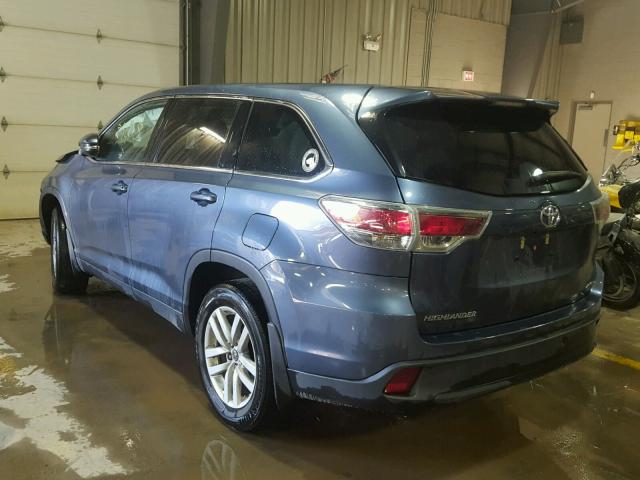 5TDBKRFHXGS258683 - 2016 TOYOTA HIGHLANDER BLUE photo 3