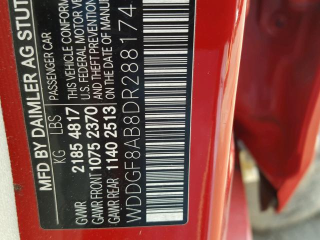 WDDGF8AB8DR288174 - 2013 MERCEDES-BENZ C 300 4MAT RED photo 10