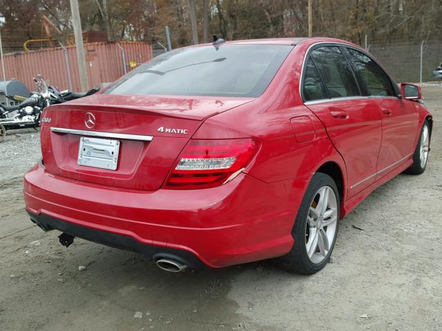 WDDGF8AB8DR288174 - 2013 MERCEDES-BENZ C 300 4MAT RED photo 4