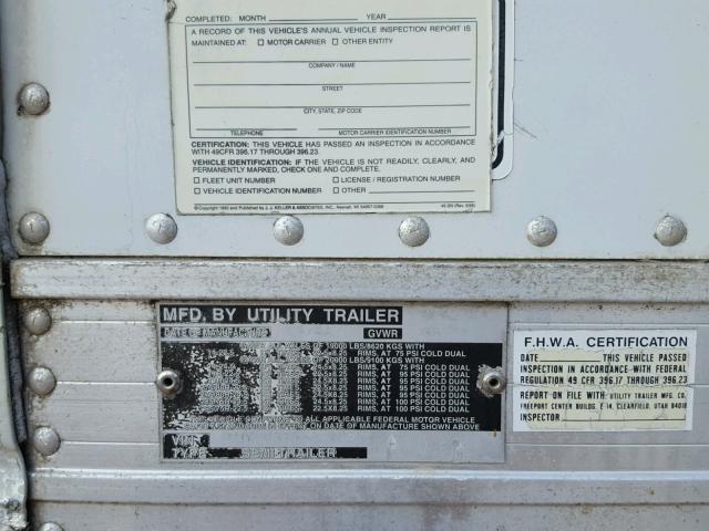 1UYVS2530VU203101 - 1997 UTILITY TRAILER WHITE photo 10