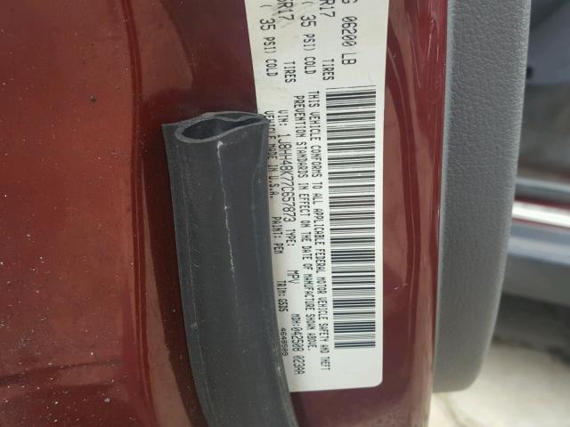 1J8HH48K77C657873 - 2007 JEEP COMMANDER MAROON photo 10