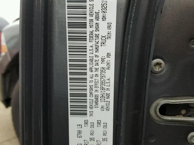 1D3HV18P39S797350 - 2009 DODGE RAM 1500 GRAY photo 10