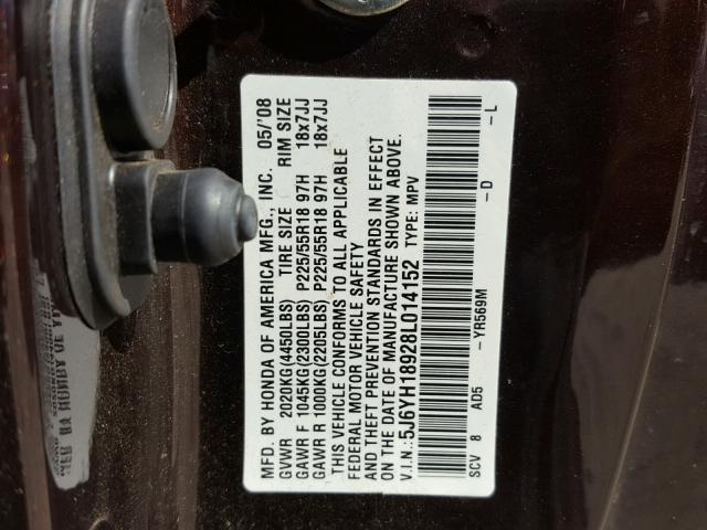 5J6YH18928L014152 - 2008 HONDA ELEMENT SC BROWN photo 10