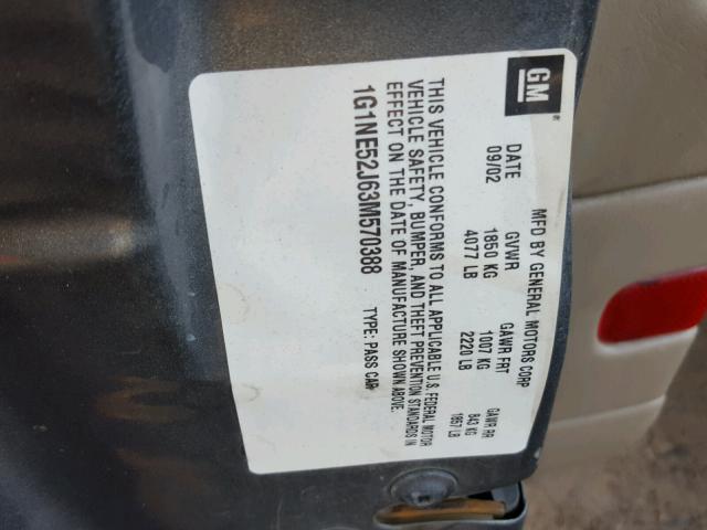 1G1NE52J63M570388 - 2003 CHEVROLET MALIBU LS 银色 照片 10