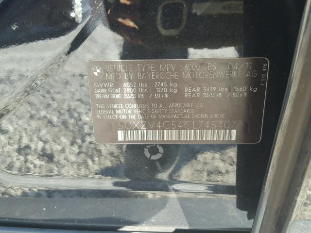 5UXZV4C54CL745407 - 2012 BMW X5 XDRIVE3 BLACK photo 10