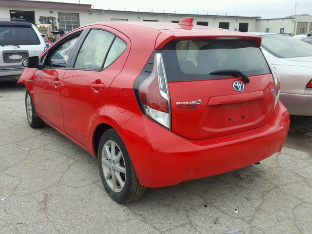 JTDKDTB3XF1086765 - 2015 TOYOTA PRIUS C RED photo 3