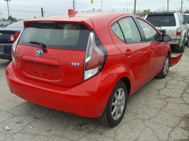 JTDKDTB3XF1086765 - 2015 TOYOTA PRIUS C RED photo 4