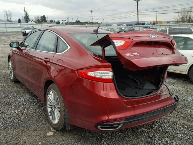 3FA6P0T94FR190397 - 2015 FORD FUSION SE RED photo 3