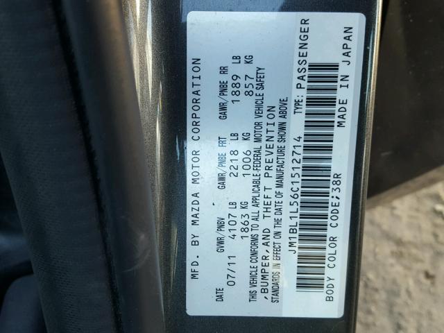 JM1BL1L56C1512714 - 2012 MAZDA 3 S GRAY photo 10