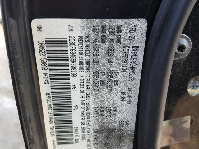 2C8GF68465R308180 - 2005 CHRYSLER PACIFICA T BLACK photo 10