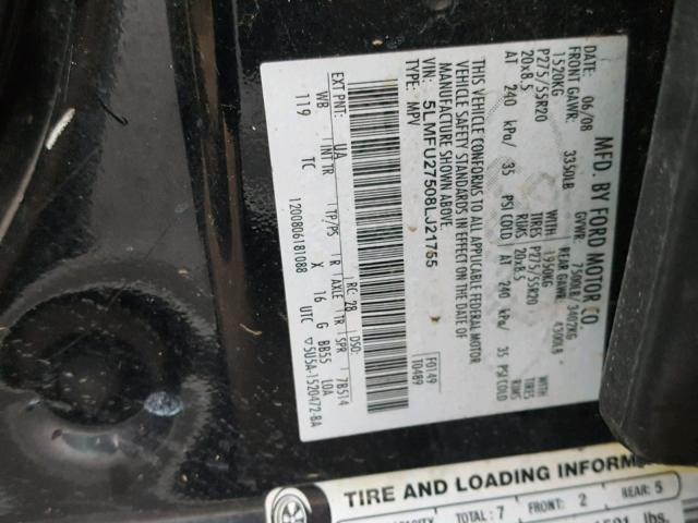 5LMFU27508LJ21755 - 2008 LINCOLN NAVIGATOR Czarny zdjęcie 10