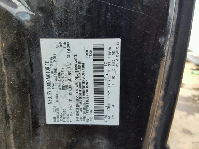 1FTYR14U97PA08367 - 2007 FORD RANGER SUP BLACK photo 10