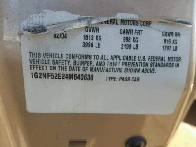 1G2NF52E24M640630 - 2004 PONTIAC GRAND AM S თაფლისფერი ფოტო 10
