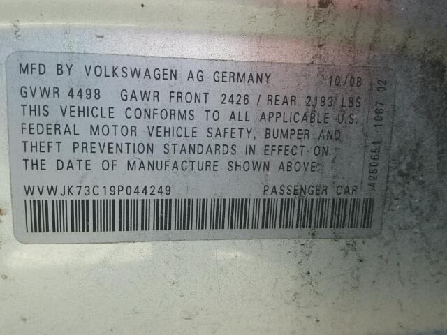 WVWJK73C19P044249 - 2009 VOLKSWAGEN PASSAT TUR SILVER photo 10