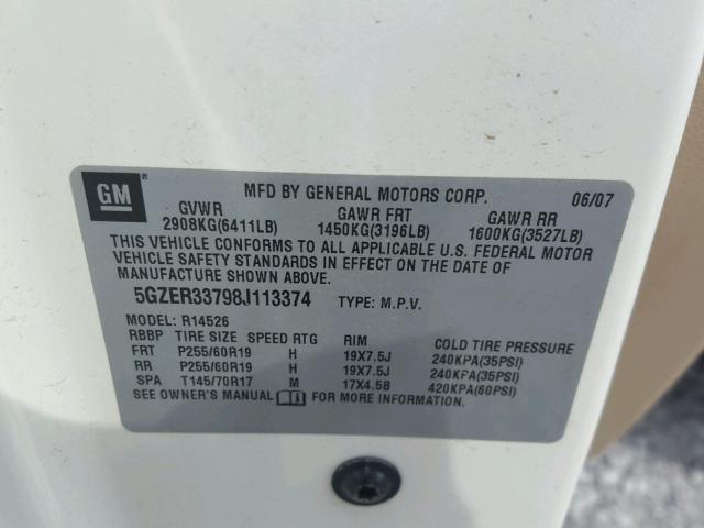 5GZER33798J113374 - 2008 SATURN OUTLOOK XR Ақ фото 10