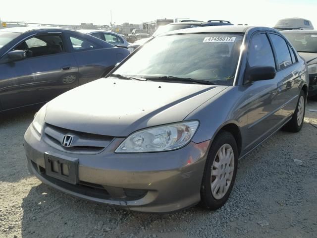 2HGES16505H531311 - 2005 HONDA CIVIC LX GRAY photo 2