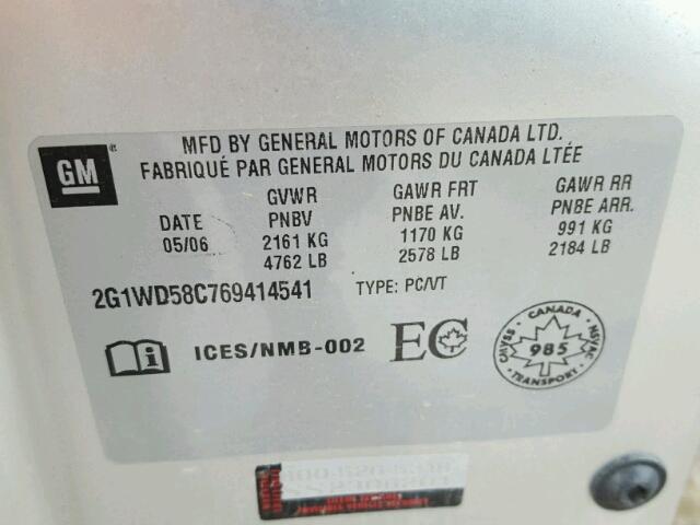 2G1WD58C769414541 - 2006 CHEVROLET IMPALA SUP 银色 照片 10