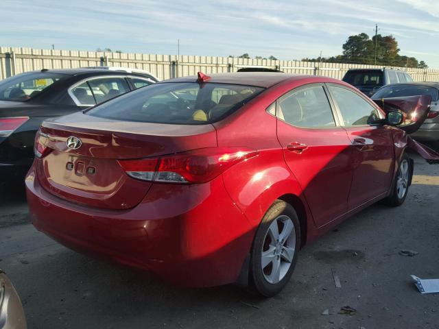 KMHDH4AE8DU522249 - 2013 HYUNDAI ELANTRA GL RED photo 4