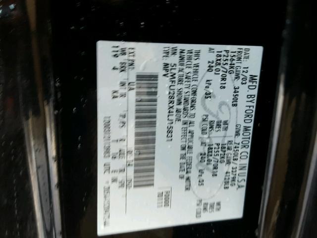 5LMFU28RX4LJ15831 - 2004 LINCOLN NAVIGATOR BLACK photo 10