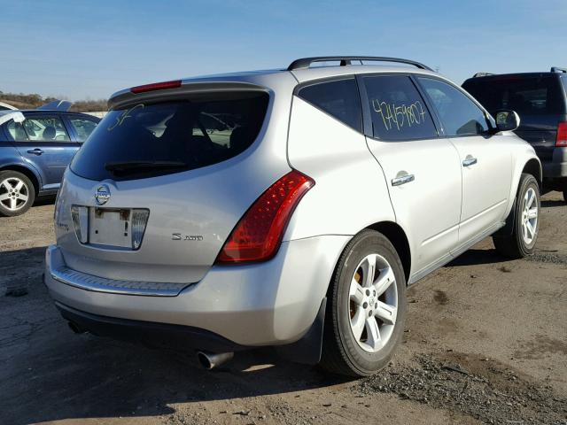 JN8AZ08W17W635520 - 2007 NISSAN MURANO SL SILVER photo 4