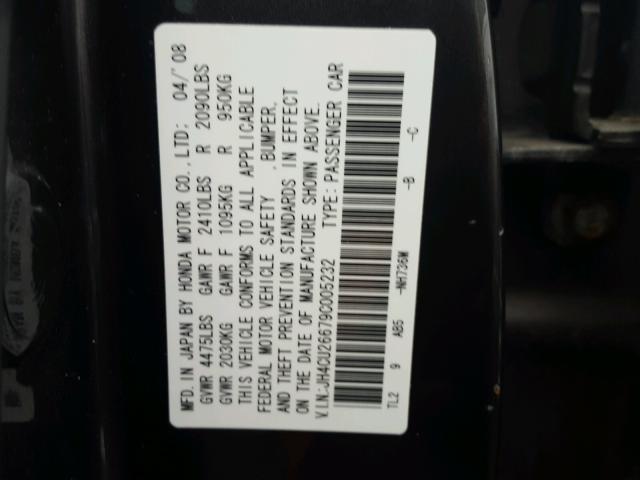 JH4CU26679C005232 - 2009 ACURA TSX GRAY photo 10