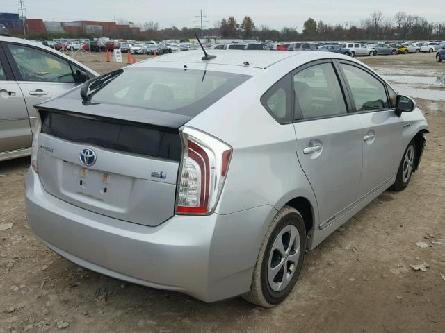 JTDKN3DU9D5693006 - 2013 TOYOTA PRIUS SILVER photo 4