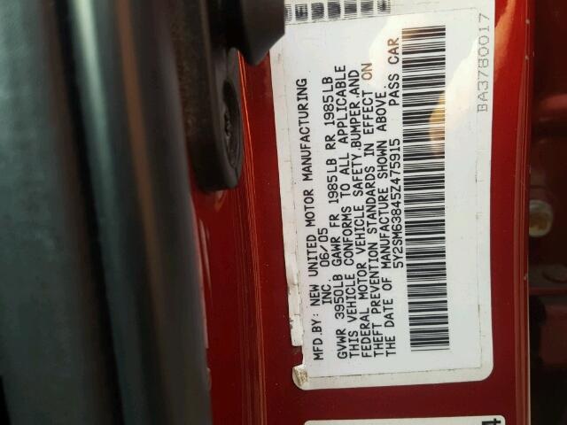 5Y2SM63845Z475915 - 2005 PONTIAC VIBE ORANGE photo 10