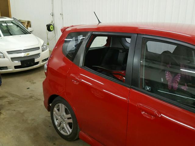 JHMGD38617S008277 - 2007 HONDA FIT S RED photo 9