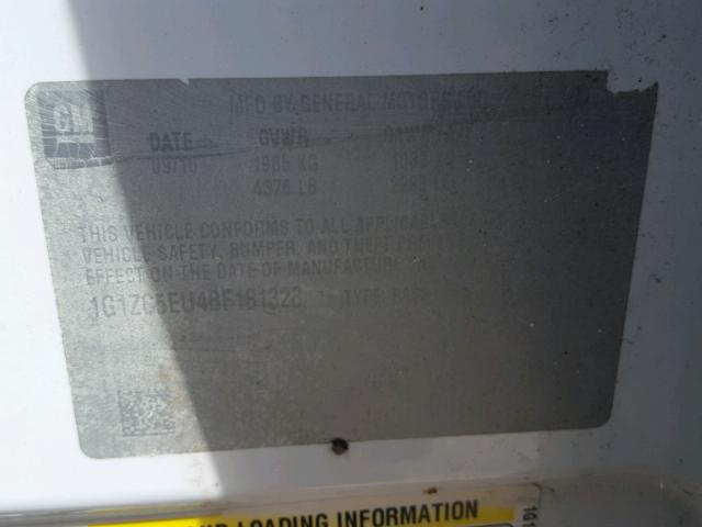 1G1ZC5EU4BF181328 - 2011 CHEVROLET MALIBU 1LT WHITE photo 10