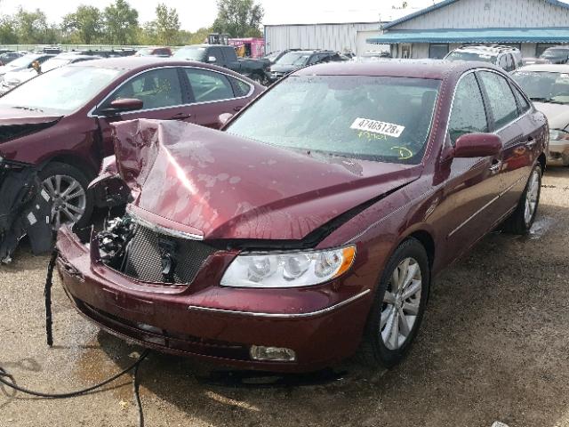 KMHFC46D79A351185 - 2009 HYUNDAI AZERA GLS BURGUNDY photo 2