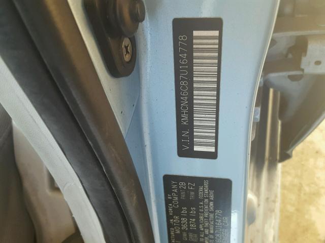 KMHCN46C87U164778 - 2007 HYUNDAI ACCENT GLS BLUE photo 10