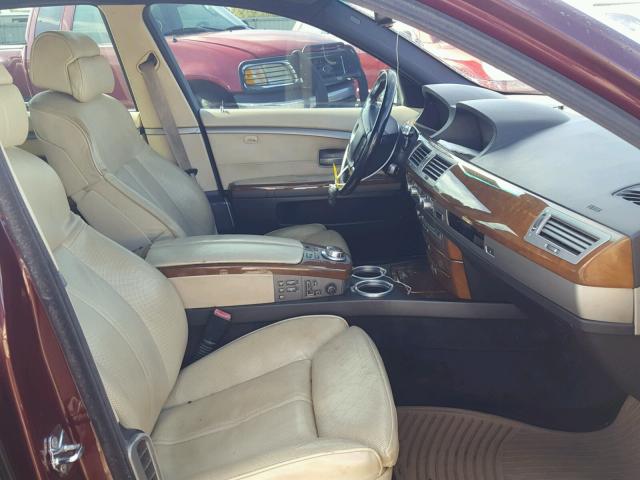 WBAHN83587DT75208 - 2007 BMW 750 BURGUNDY photo 5