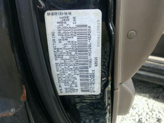 4T1BF28B8YU096999 - 2000 TOYOTA AVALON XL BLACK photo 10