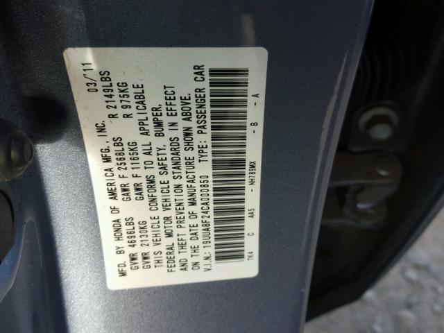 19UUA8F24CA000850 - 2012 ACURA TL BLUE photo 10