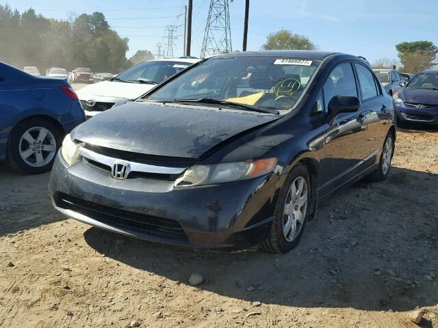 1HGFA16578L101922 - 2008 HONDA CIVIC LX BLACK photo 2