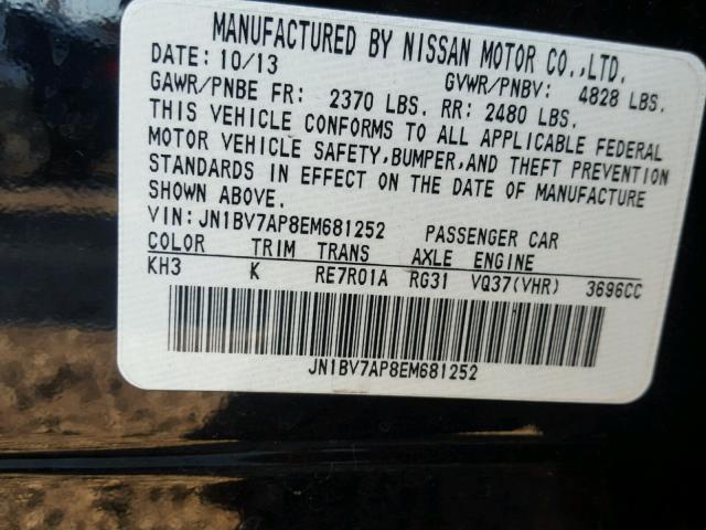 JN1BV7AP8EM681252 - 2014 INFINITI Q50 BASE Negro foto 10