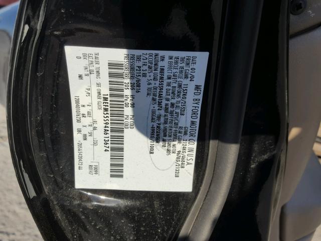 1MEFM55S94A613674 - 2004 MERCURY SABLE LS P BLACK photo 10