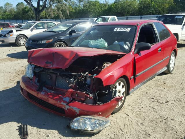 2HGEJ6445YH107444 - 2000 HONDA CIVIC DX RED photo 2