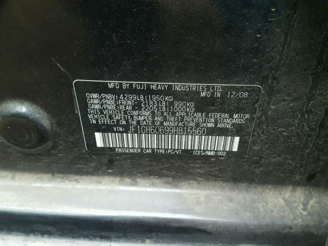 JF1GH60699H815560 - 2009 SUBARU IMPREZA 2. BLACK photo 10