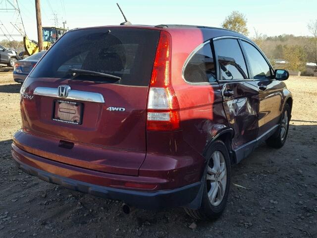 5J6RE4H71BL022215 - 2011 HONDA CR-V EXL BURGUNDY photo 4