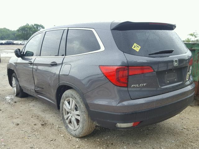 5FNYF5H1XGB036298 - 2016 HONDA PILOT LX GRAY photo 3